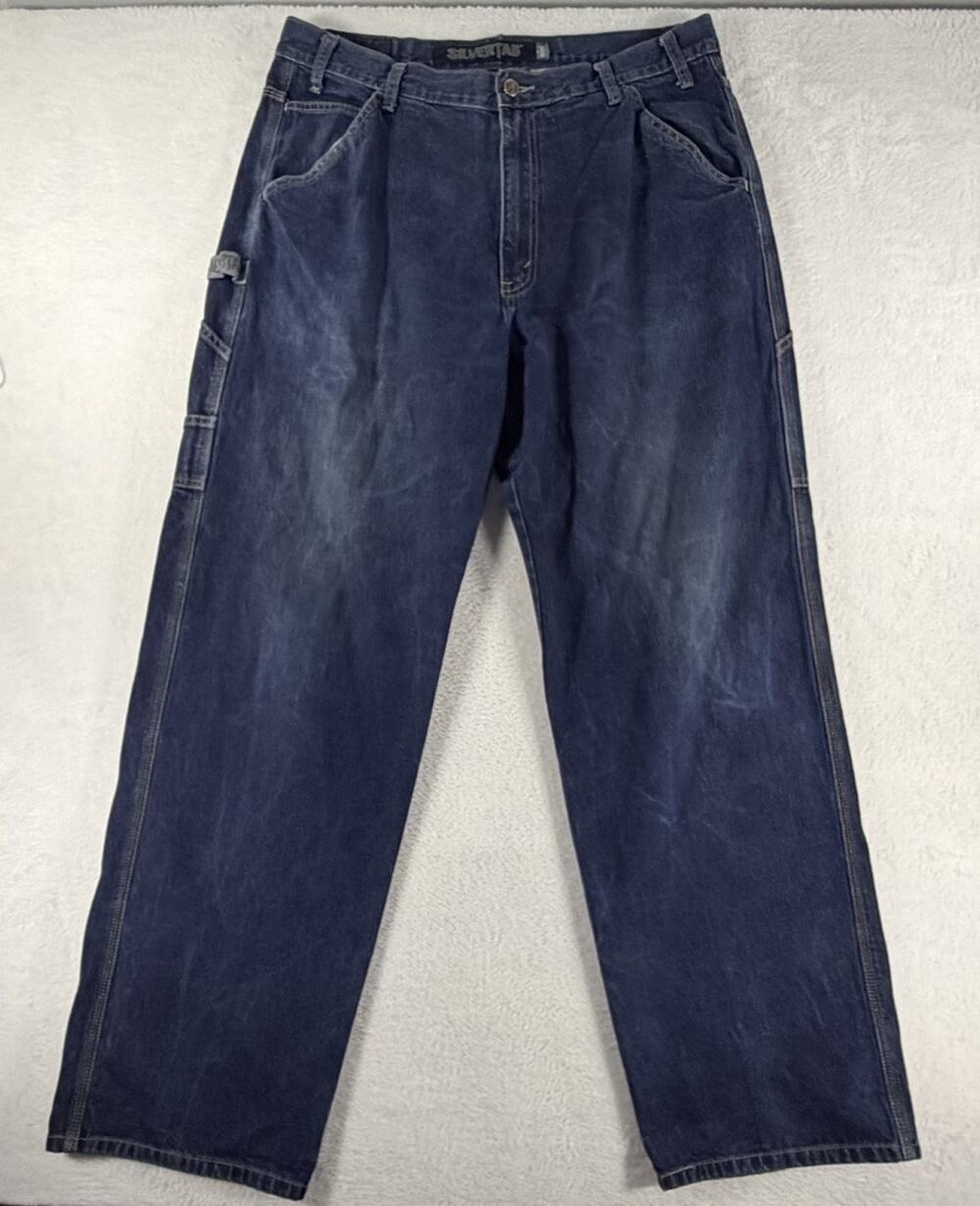 Vintage Levi’s Silvertab Jeans Mens 36x34 Blue Carpenter Baggy y2k Grunge Faded